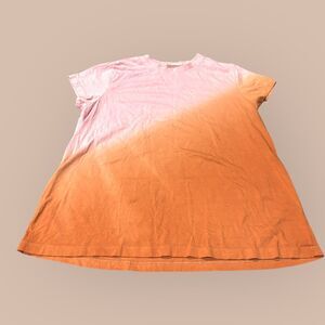 Marine Layer T Shirt Womens M Pink Orange Two Tone Dip Dye Indie Ombre Crewneck